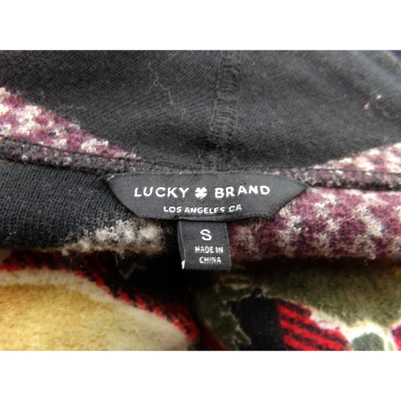 Lucky Brand Cardigan Open Front Sweater Wrap Boho Burgandy SM Last Man Standing - Picture 7 of 11